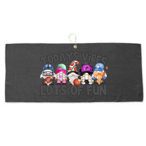 Field Day Quote Todays Vibes Lots Of Fun Gnomies Gift Large Microfiber Waffle Golf Towel