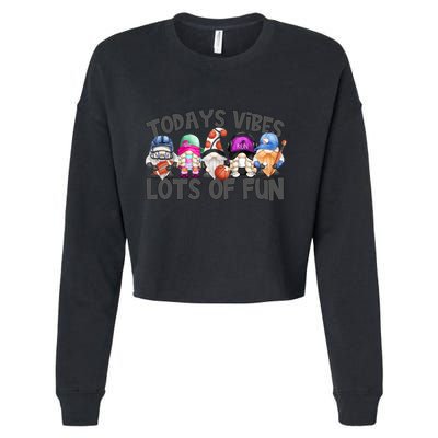 Field Day Quote Todays Vibes Lots Of Fun Gnomies Gift Cropped Pullover Crew