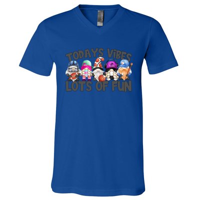 Field Day Quote Todays Vibes Lots Of Fun Gnomies Gift V-Neck T-Shirt