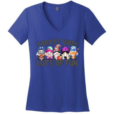 Field Day Quote Todays Vibes Lots Of Fun Gnomies Gift Women's V-Neck T-Shirt