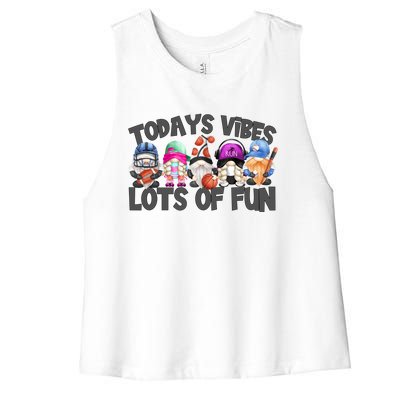 Field Day Quote Todays Vibes Lots Of Fun Gnomies Gift Women's Racerback Cropped Tank