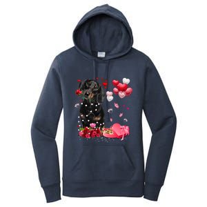 Funny Dachshund Rose Heart Happy Valentine Day Dog Mom Gift Women's Pullover Hoodie