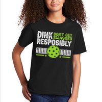 Funny Dink Responsibly Don't Get Smashed Pickleball Kids T-Shirt
