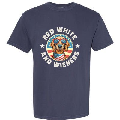 Funny Dachshund Red White And Wieners Weiner Dog 4th Of July Garment-Dyed Heavyweight T-Shirt