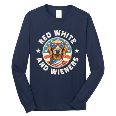 Funny Dachshund Red White And Wieners Weiner Dog 4th Of July Long Sleeve Shirt