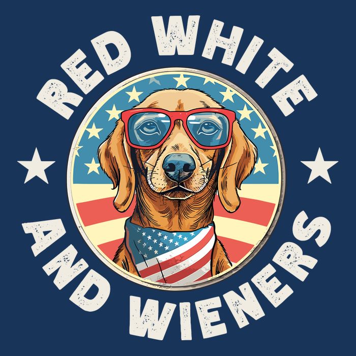 Funny Dachshund Red White And Wieners Weiner Dog 4th Of July Full-Length Apron With Pockets