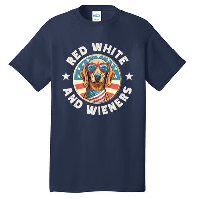 Funny Dachshund Red White And Wieners Weiner Dog 4th Of July Tall T-Shirt