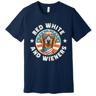 Funny Dachshund Red White And Wieners Weiner Dog 4th Of July Premium T-Shirt