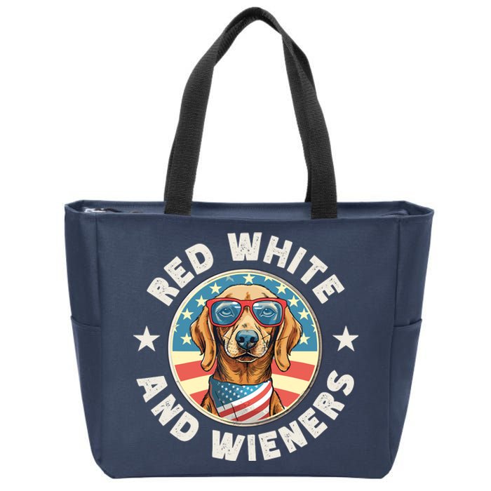 Funny Dachshund Red White And Wieners Weiner Dog 4th Of July Zip Tote Bag