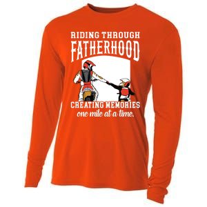 Father’S Day Riding Through Fatherhood Creating Memories Gift Cooling Performance Long Sleeve Crew