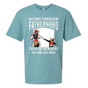 Father’S Day Riding Through Fatherhood Creating Memories Gift Sueded Cloud Jersey T-Shirt