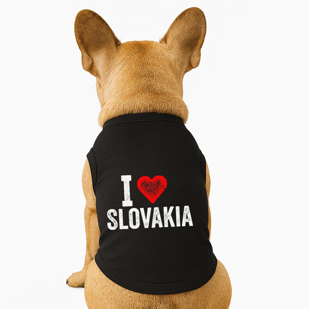 Funny Design Retro I Love Slovakia With A Red Heart Doggie Tank