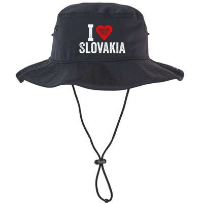 Funny Design Retro I Love Slovakia With A Red Heart Bucket Hat