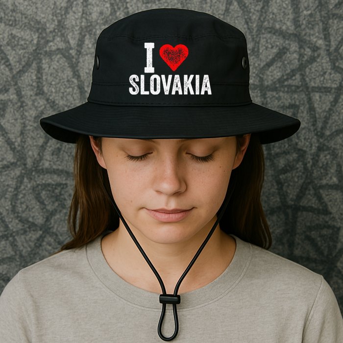 Funny Design Retro I Love Slovakia With A Red Heart Bucket Hat