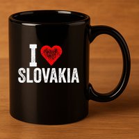 Funny Design Retro I Love Slovakia With A Red Heart 11oz C Handle Ceramic Mug