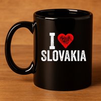 Funny Design Retro I Love Slovakia With A Red Heart 11oz C Handle Ceramic Mug