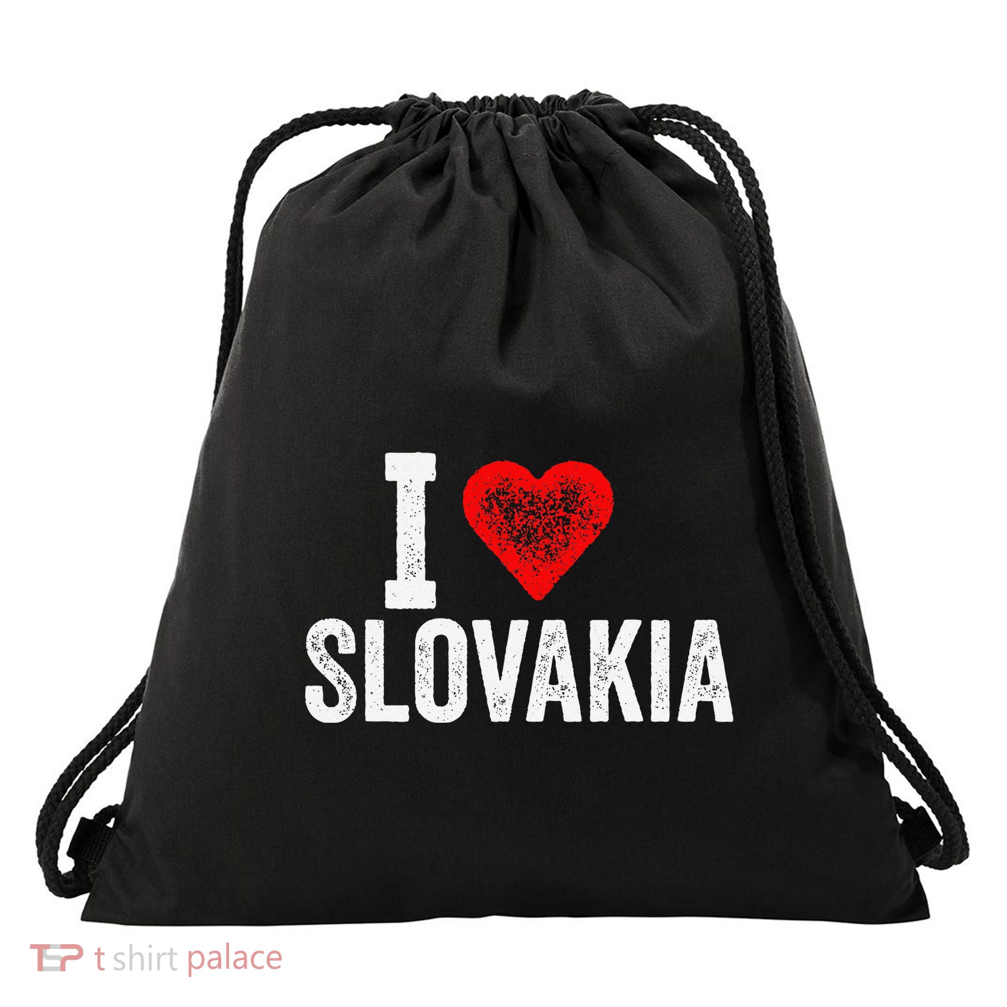 Funny Design Retro I Love Slovakia With A Red Heart Drawstring Bag