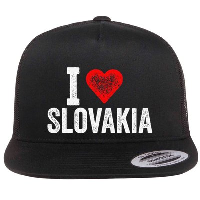 Funny Design Retro I Love Slovakia With A Red Heart Flatbill Hat