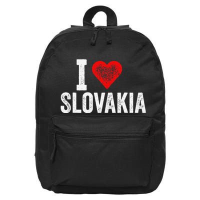 Funny Design Retro I Love Slovakia With A Red Heart 16 in Basic Backpack