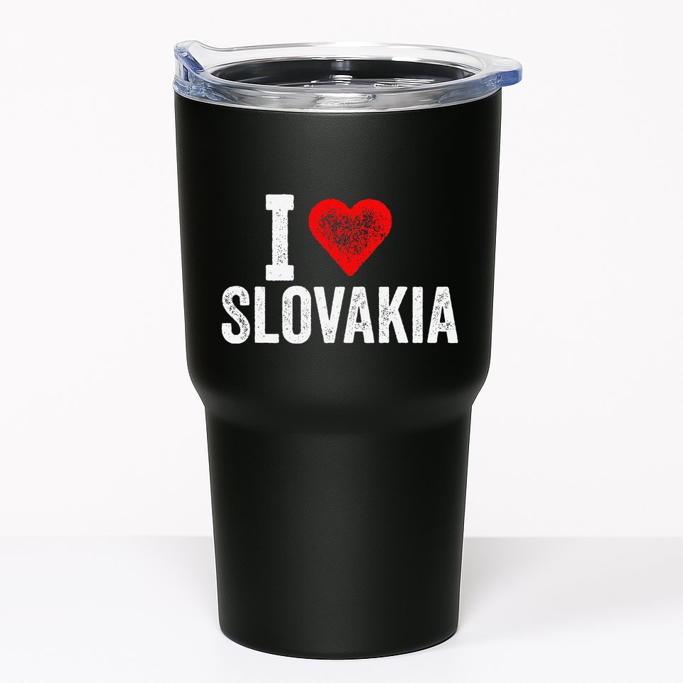 Funny Design Retro I Love Slovakia With A Red Heart Tumbler