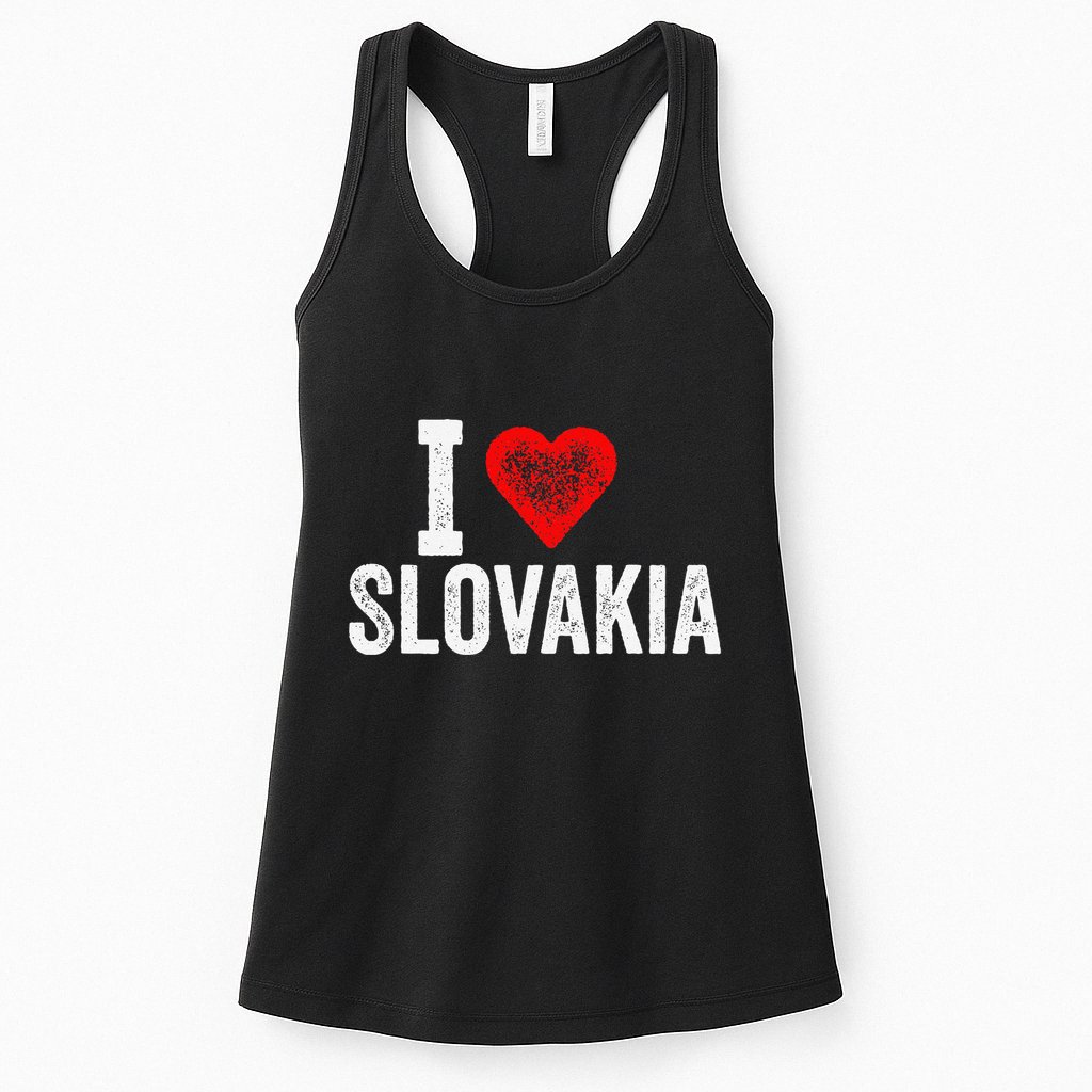 Funny Design Retro I Love Slovakia With A Red Heart Womens Tank Top
