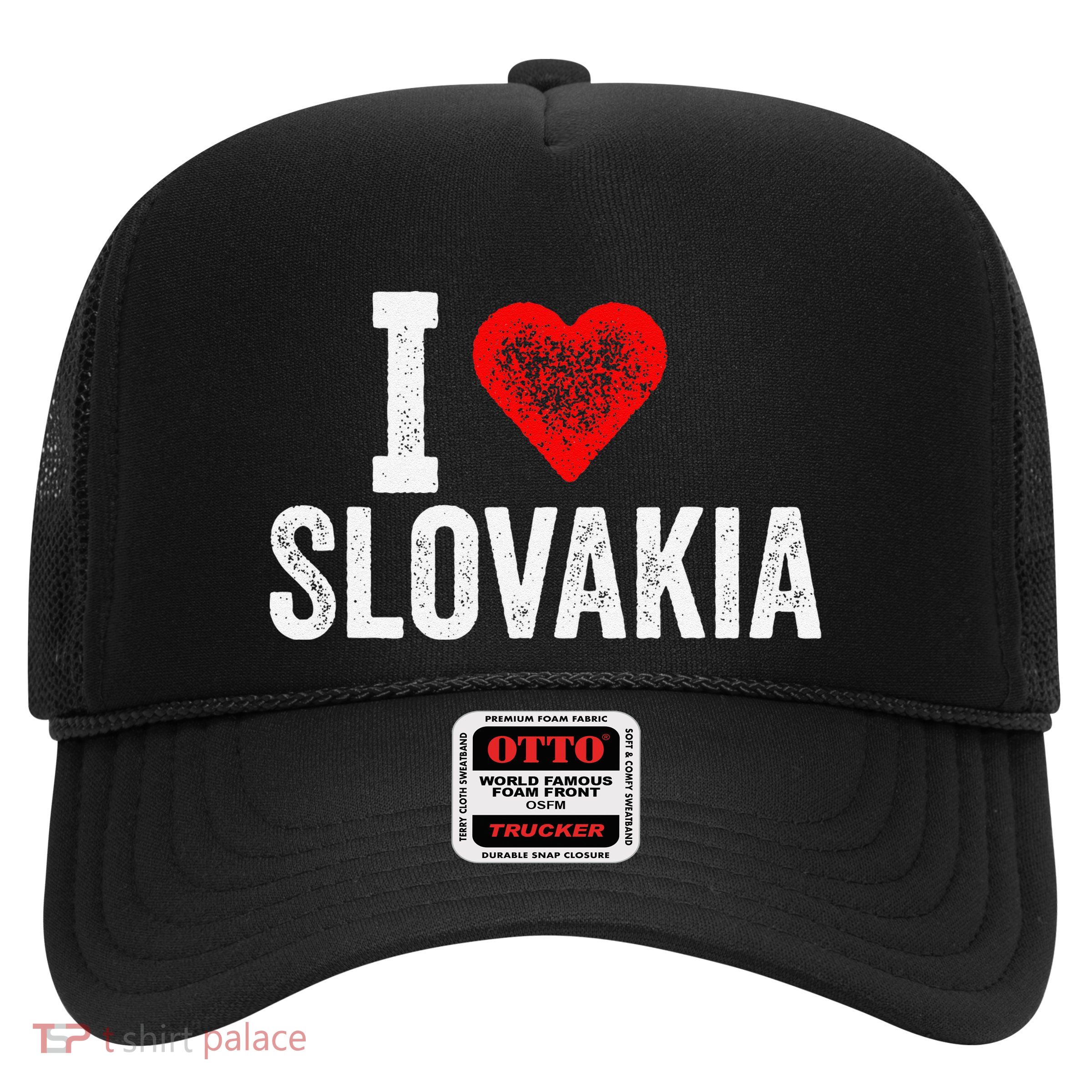 Funny Design Retro I Love Slovakia With A Red Heart Trucker Hat