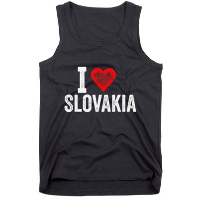 Funny Design Retro I Love Slovakia With A Red Heart Tank Top
