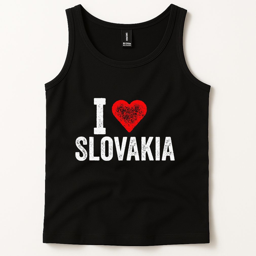 Funny Design Retro I Love Slovakia With A Red Heart Tank Top