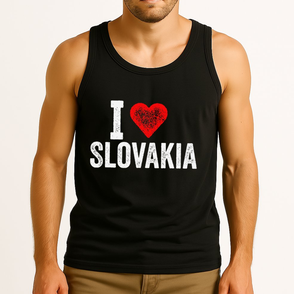 Funny Design Retro I Love Slovakia With A Red Heart Tank Top