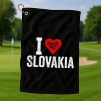Funny Design Retro I Love Slovakia With A Red Heart Golf Towel