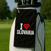 Funny Design Retro I Love Slovakia With A Red Heart Golf Towel
