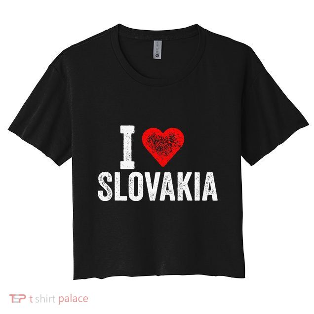 Funny Design Retro I Love Slovakia With A Red Heart Crop Top