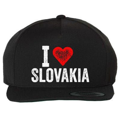 Funny Design Retro I Love Slovakia With A Red Heart Wool Snapback Cap