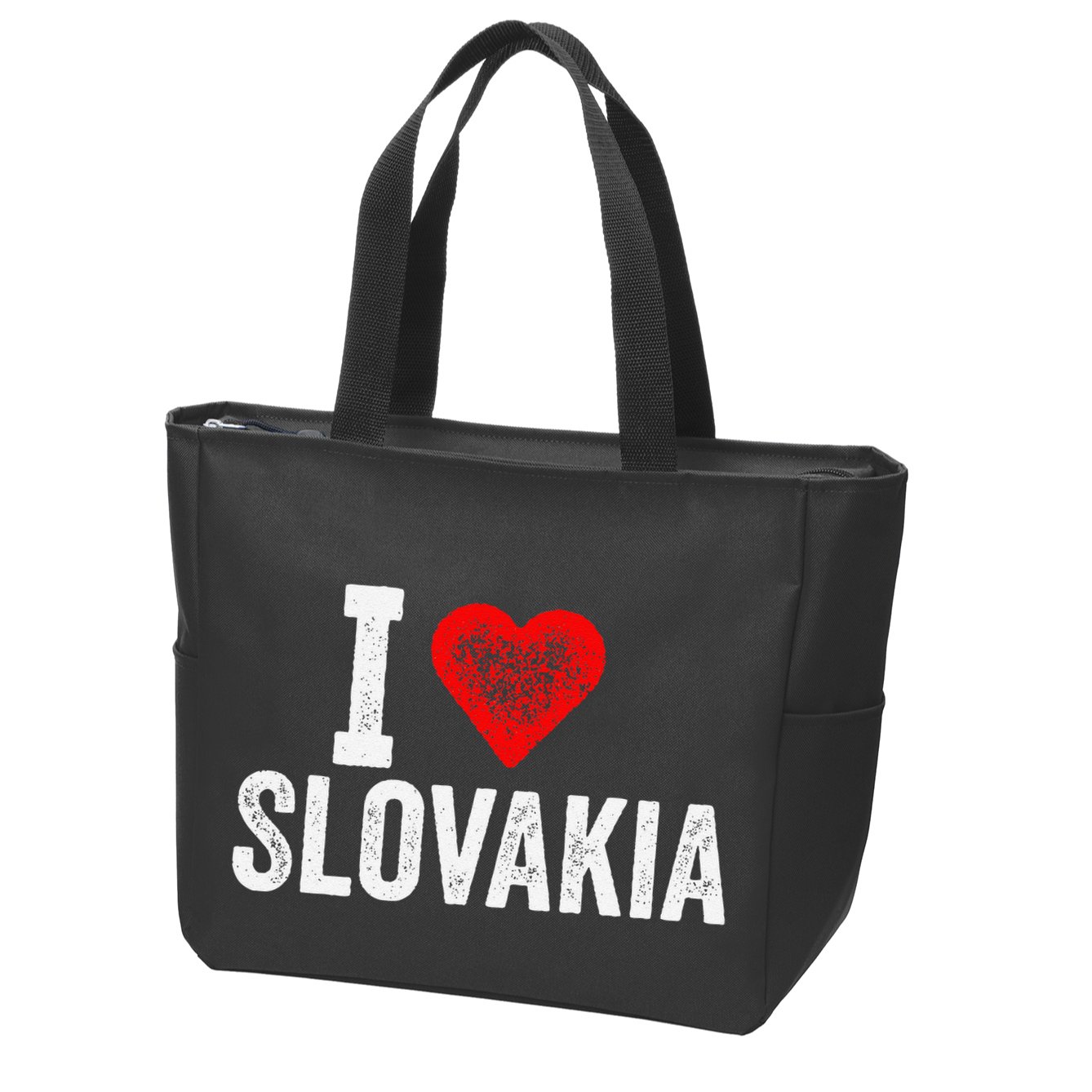 Funny Design Retro I Love Slovakia With A Red Heart Zip Tote Bag