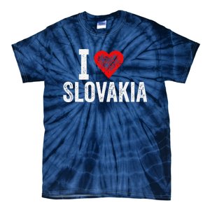 Funny Design Retro I Love Slovakia With A Red Heart Tie-Dye T-Shirt