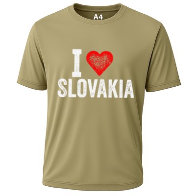 Funny Design Retro I Love Slovakia With A Red Heart Performance Shirt