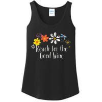 Flowers Drawing Reach For The Good Wine Funny 2024 Saying Ladies Essential Tank