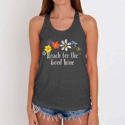 Flowers Drawing Reach For The Good Wine Funny 2024 Saying Women's Knotted Racerback Tank