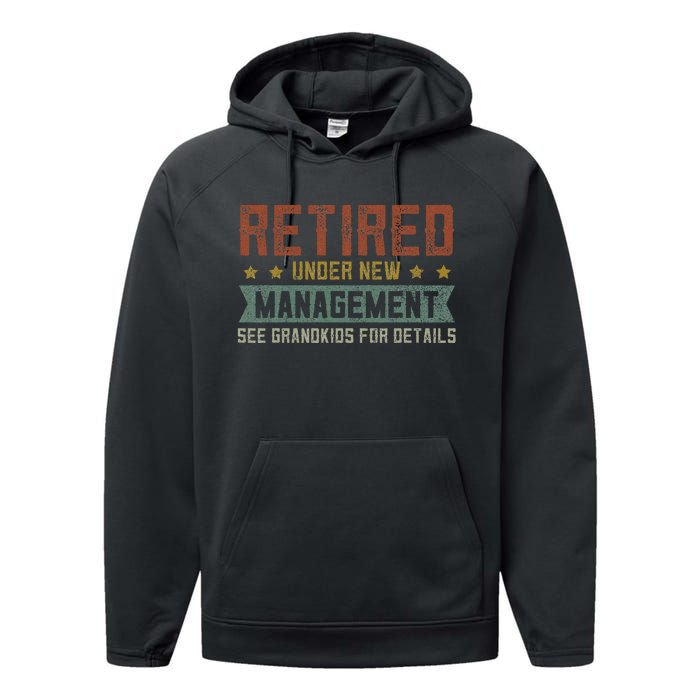 Fathers Day Retired Grandpa Funny Retirement Performance Fleece Hoodie