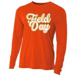 Field Day Retro Orange Field Day Games Adults Teachers Cooling Performance Long Sleeve Crew