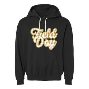 Field Day Retro Orange Field Day Games Adults Teachers Garment-Dyed Fleece Hoodie