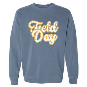 Field Day Retro Orange Field Day Games Adults Teachers Garment-Dyed Sweatshirt