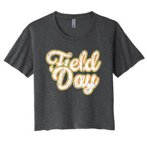 Field Day Retro Orange Field Day Games Adults Teachers Women's Crop Top Tee