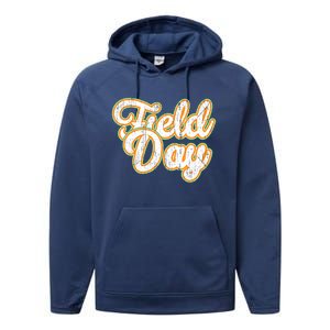 Field Day Retro Orange Field Day Games Adults Teachers Performance Fleece Hoodie