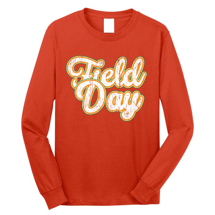 Field Day Retro Orange Field Day Games Adults Teachers Long Sleeve Shirt