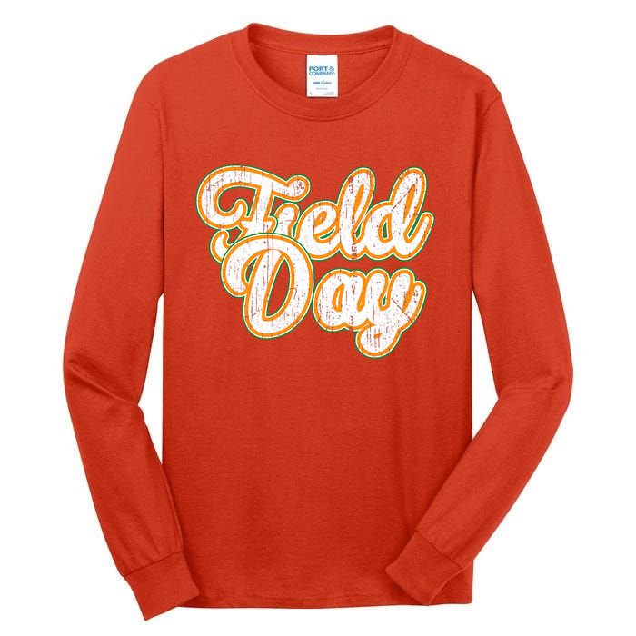 Field Day Retro Orange Field Day Games Adults Teachers Tall Long Sleeve T-Shirt