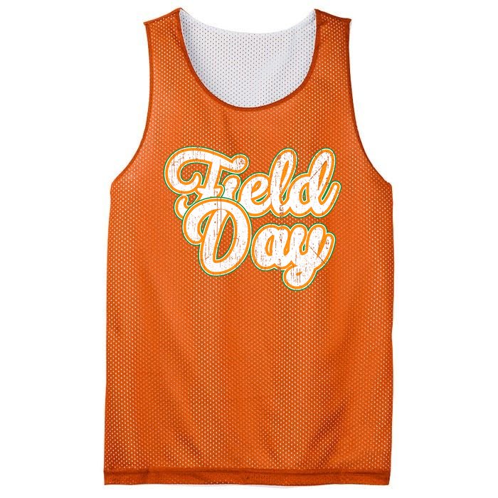 Field Day Retro Orange Field Day Games Adults Teachers Mesh Reversible Basketball Jersey Tank