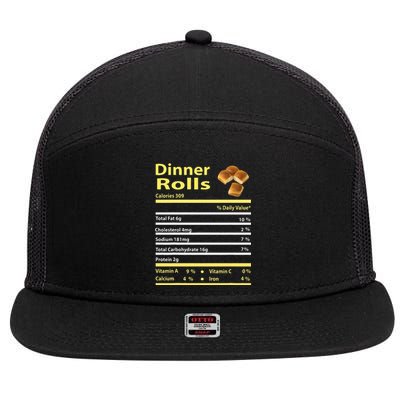 Funny Dinner Rolls Nutrition Fact Gift Thanksgiving Christma 7 Panel Mesh Trucker Snapback Hat