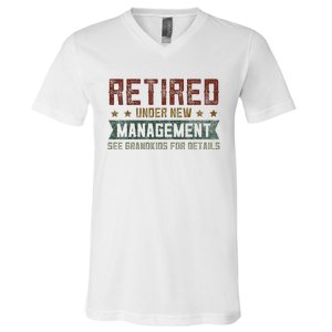 Fathers Day Retired Grandpa Funny Retirement V-Neck T-Shirt