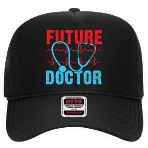 Future Doctor retro heartbeat nurse High Crown Mesh Back Trucker Hat